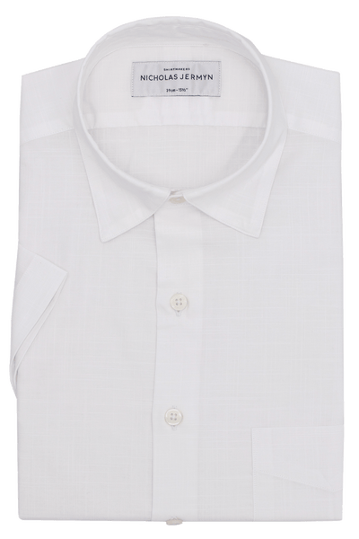 Spencer Linen White - Short Sleeved - Super Slim