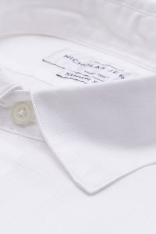 Spencer Linen White - Short Sleeved - Slim Fit