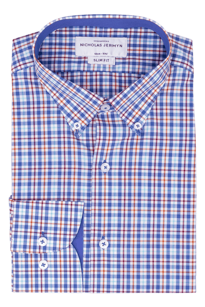 Mackelvie Check Blue - Slim Fit - Single Cuff