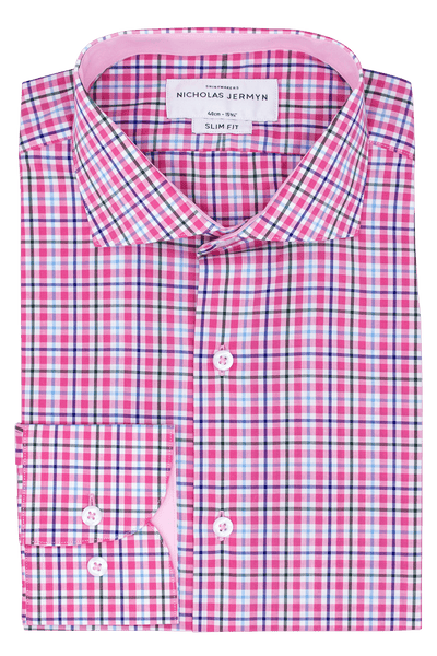 Mackelvie Check Pink - Slim Fit - Single Cufff